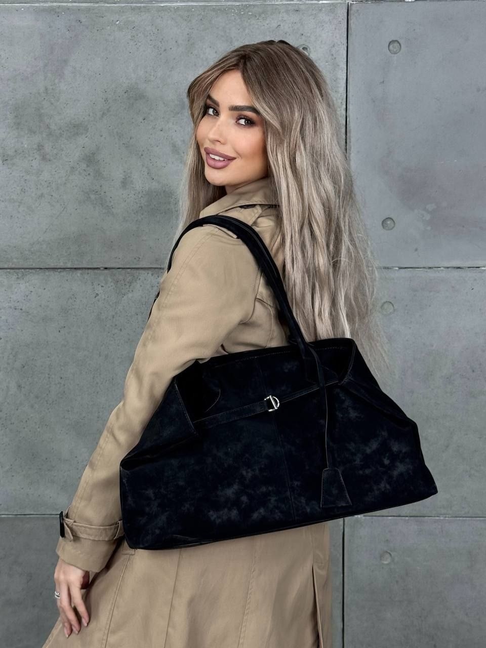 большая универсальная сумка цвета графит,сумка,сумка замшевая,модная большая сумка,женская сумка большая