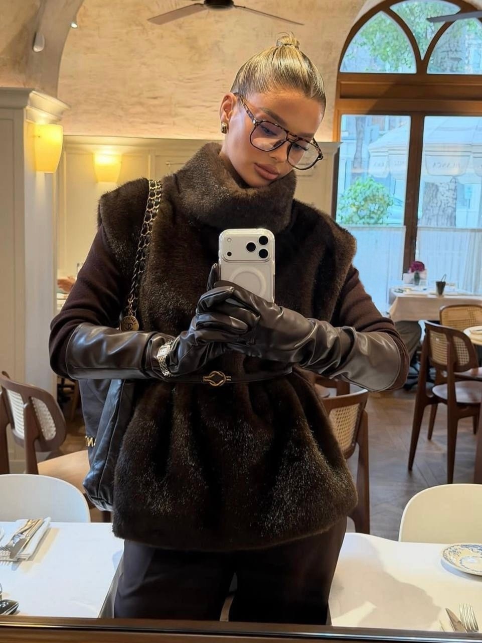 норковая манишка,норковая манишка - орех,манишка из меха норки