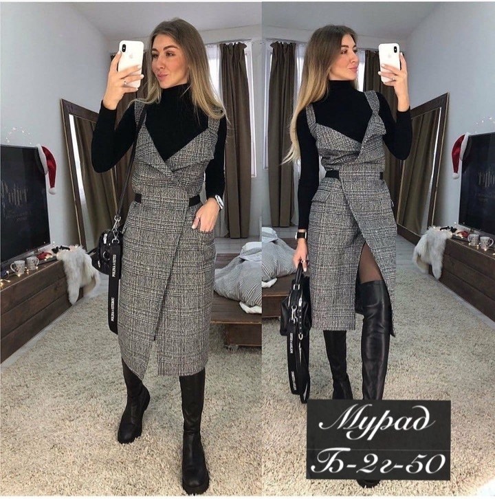 теплый сарафан,сарафан в клеточку,сарафан в клетку,сарафан,сарафан для офиса