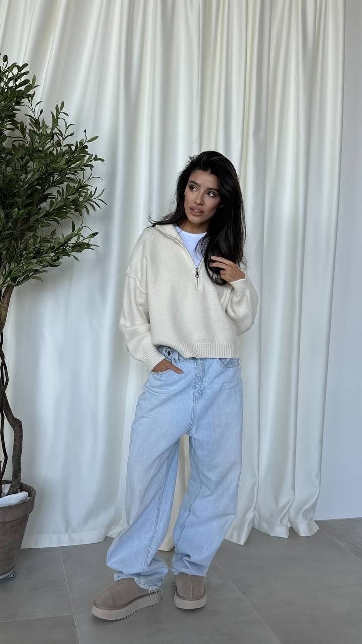 свитер оверсайз,hirsionsan осенние свитера с отложным воротником на молнии,пуловер на молнии,свитер вязаный оверсайз с горлом на молнии angel,кофта черный