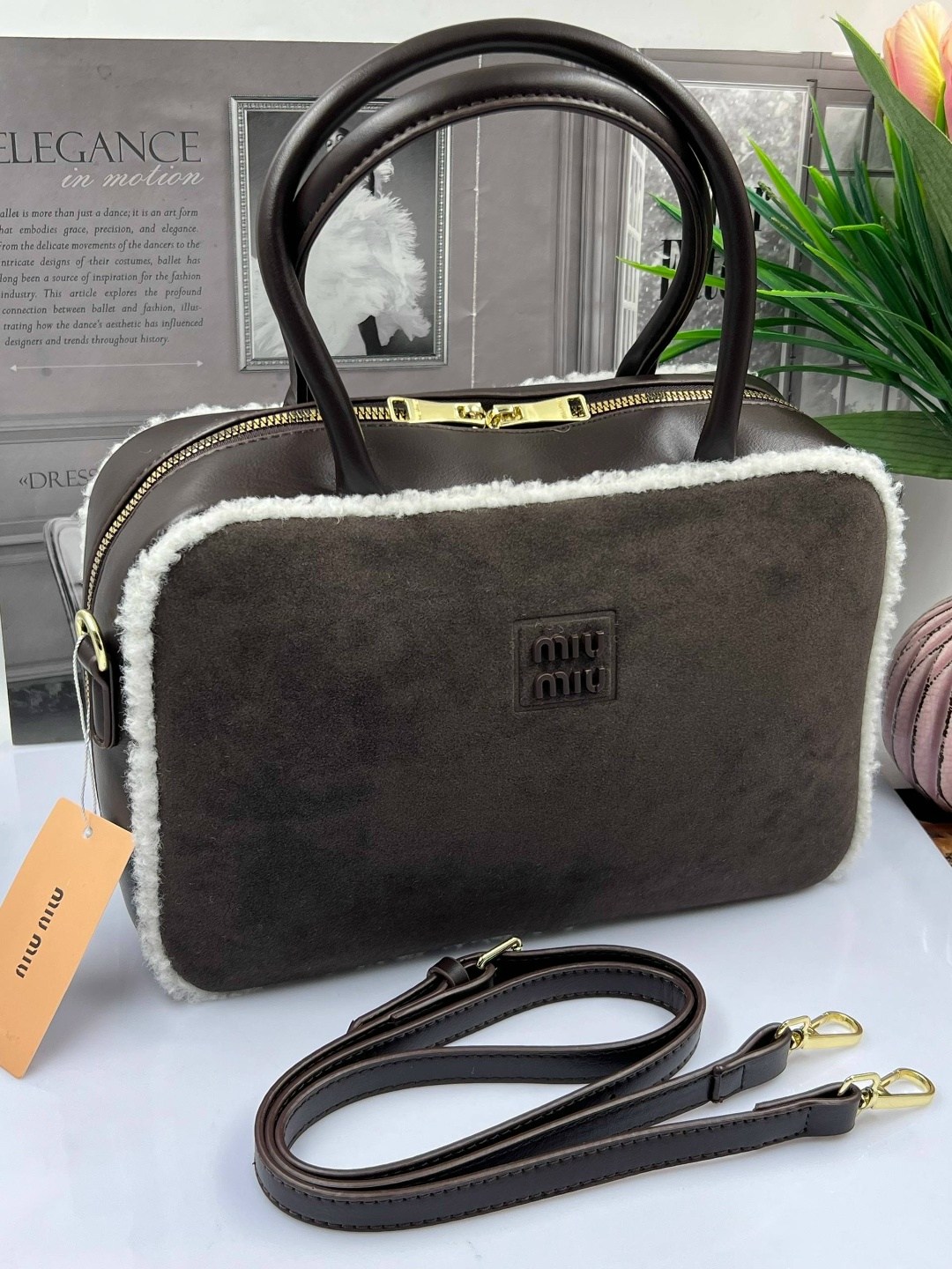 сумка женская,сумка тоут miu miu с мехом,сумка miu miu,сумочки,сумка женская черная