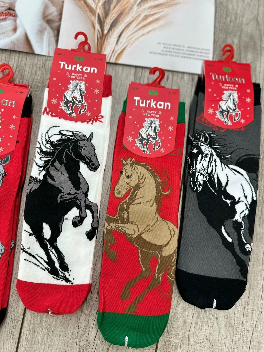 носки новогодние с принтом набор turkan,набор новогодних носков с принтом 5 шт turkan,новогодние детские носки "turkan" n.8434 дракон,носки комплект 5 пар размер 41-46 новогодние,мужские носки новогод