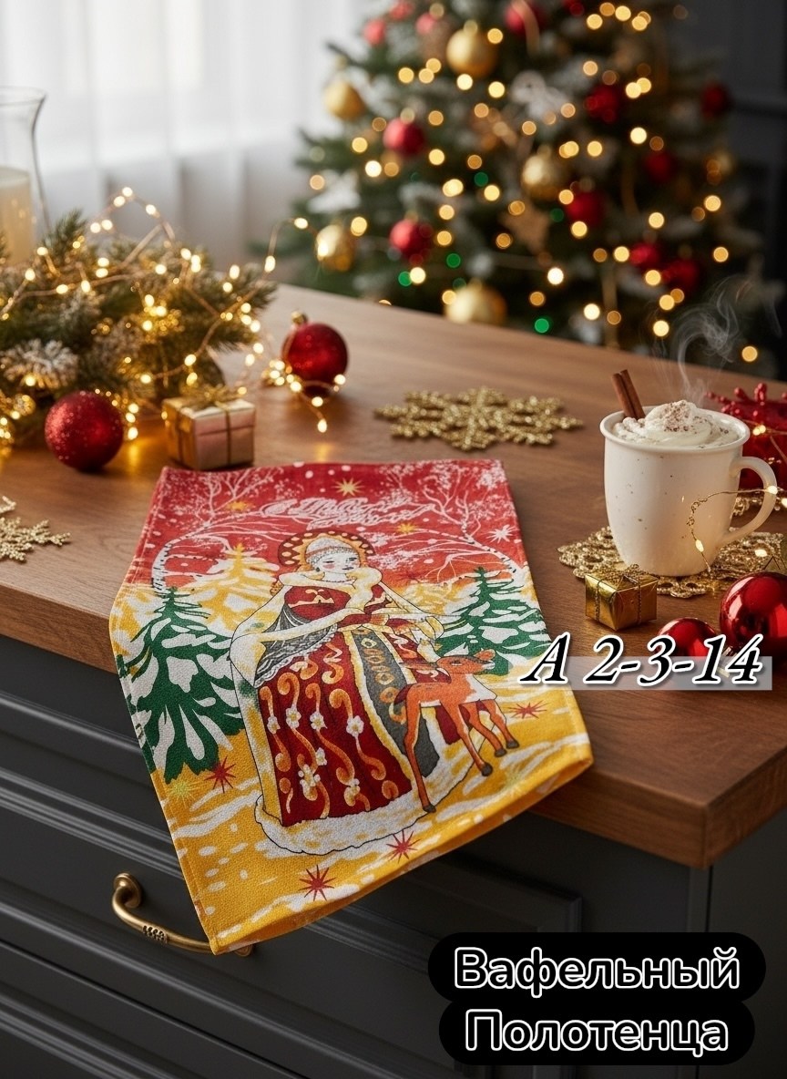 вафельные полотенца кухня комплект,новогодние вафельные полотенца,вафельное полотенце с новым годом,полотенца вафельные,комплект вафельных полотенец 3 шт
