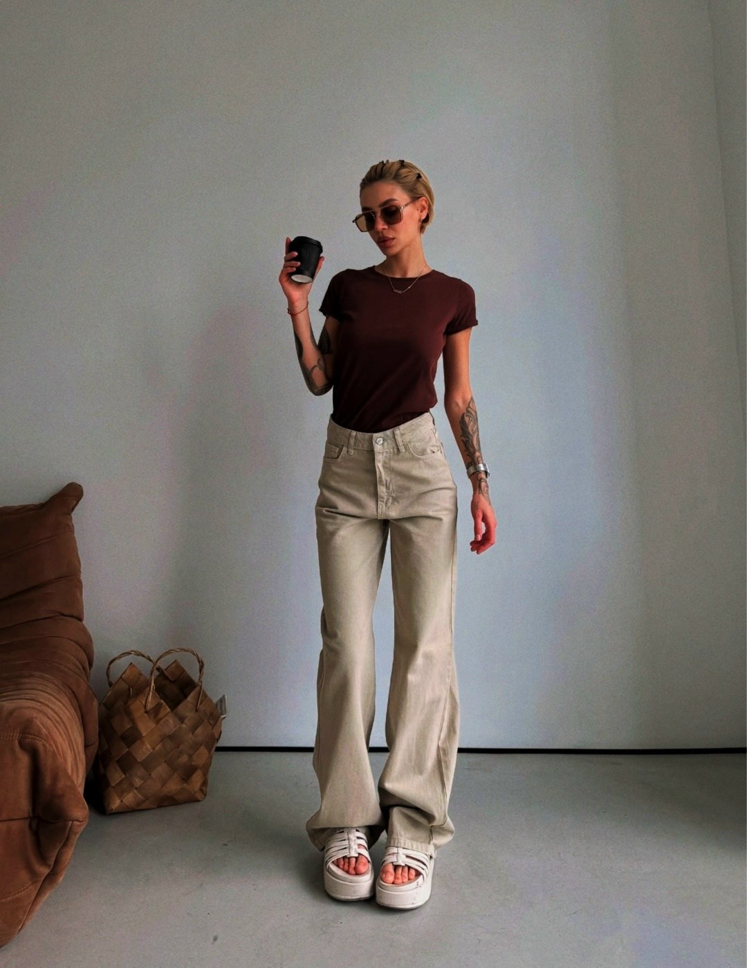 джинсы женские бежевые,джинсы палаццо летние,джинсы madmext бежевый,брюки джинсы,женские джинсы