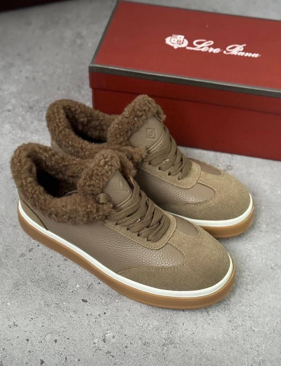 кроссовки loro piana,,зимние женские кроссовки из замши с мехом loro piana серые,зимние кеды loro piana из натуральной замши,брендовые модные замшевые зимние кеды с мехом beplatinum