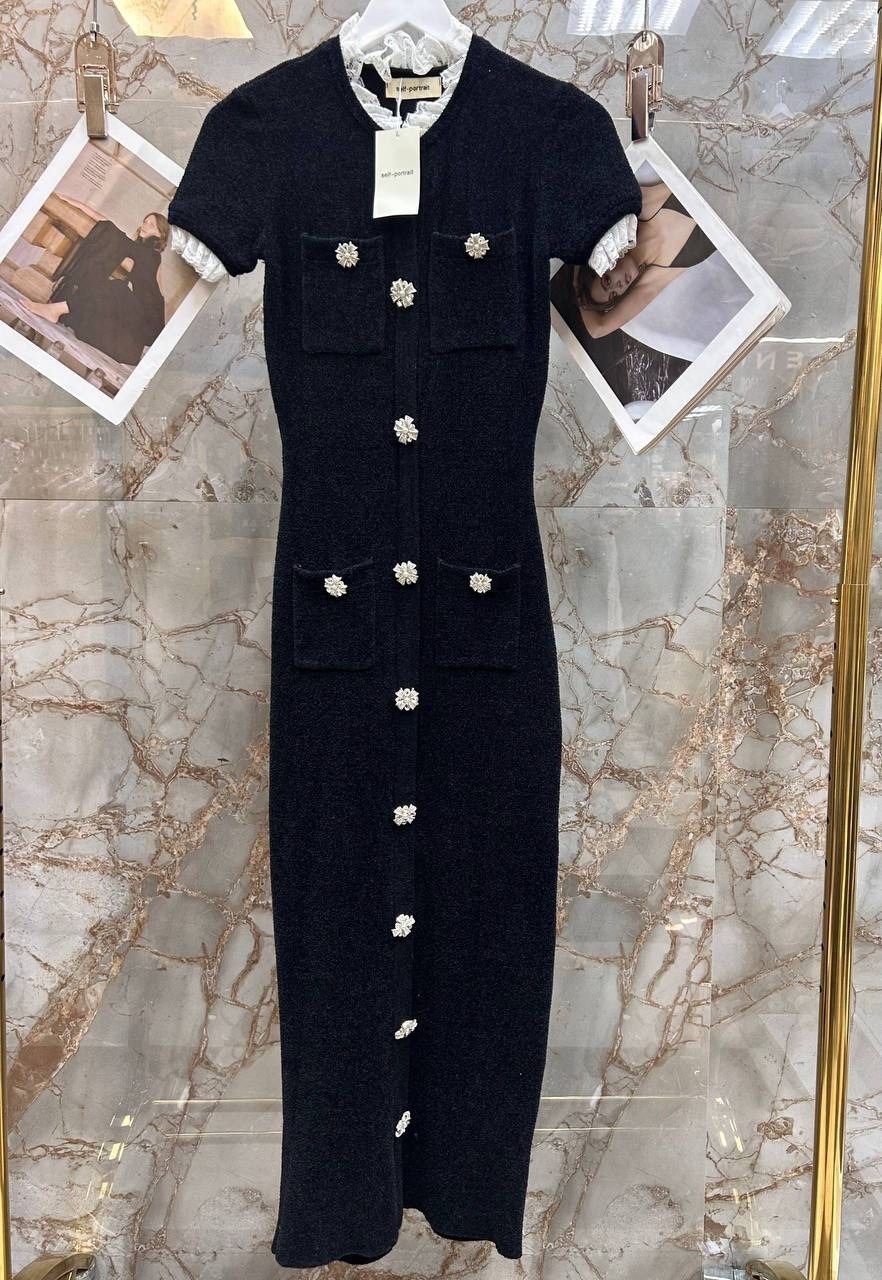 модное платье,трикотажное платье,платье,платье с пуговицами,платье трикотажное с золотыми пуговками elia style