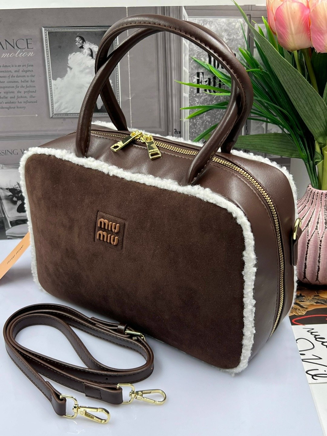 сумка женская,сумка тоут miu miu с мехом,сумка miu miu,сумочки,сумка женская черная