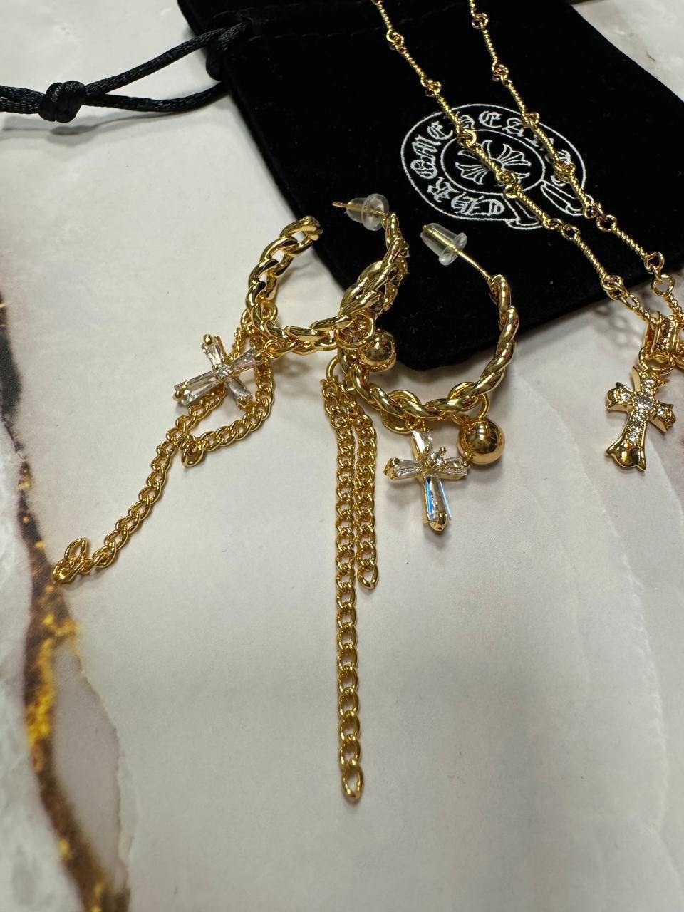 золотые серьги со съемными подвесками,серьга с цепочкой,серьги в виде креста,модные серьги,элегантные серьги