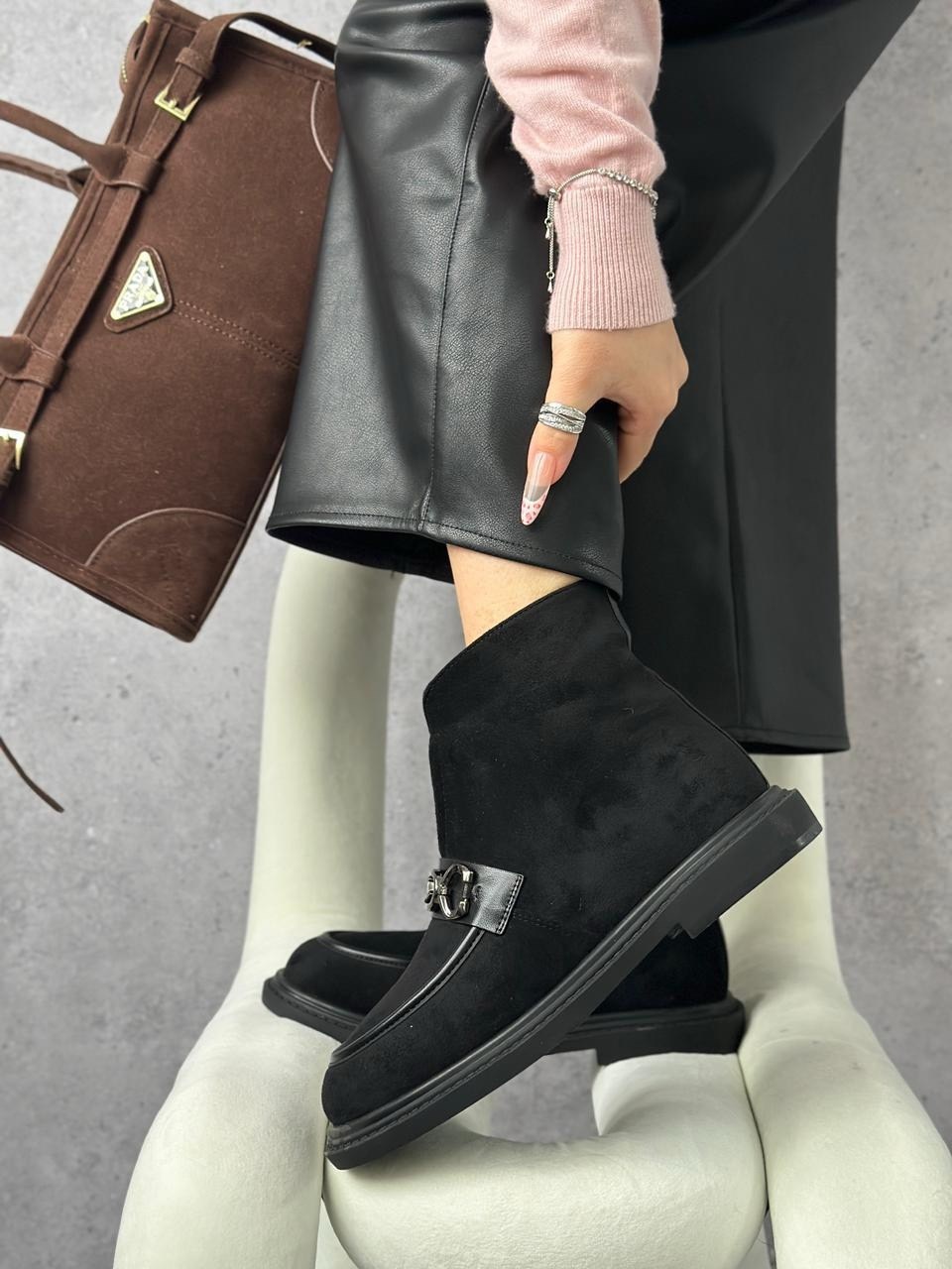 ,лоферы зимние женские черный chagee,ботинки женские, женская,лоферы женские зимние