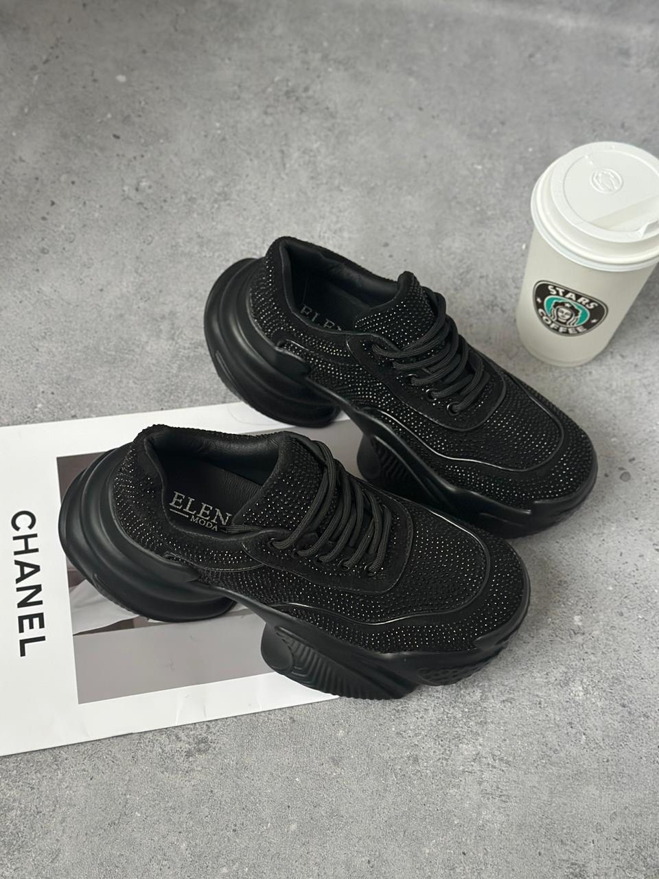 кроссовки женскиe,кроссовки черные,кроссовки со стразами,массивные кроссовки женские,массивные кроссовки