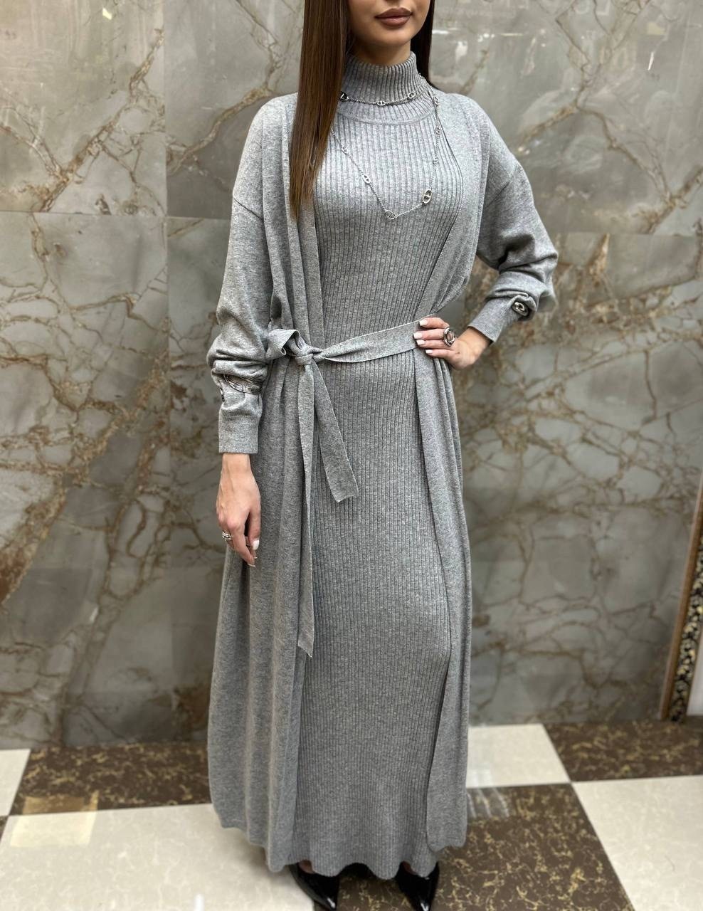 трикотажное платье,теплое платье,платье серое,мусульманская платья,платье