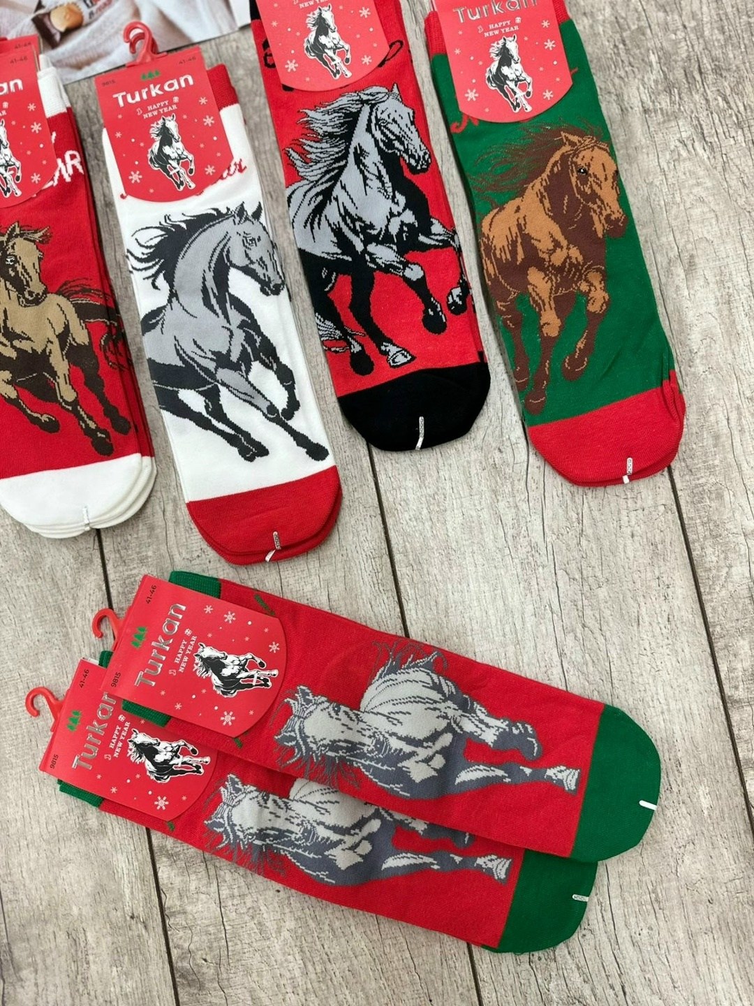 носки новогодние с принтом набор turkan,набор новогодних носков с принтом 5 шт turkan,новогодние детские носки "turkan" n.8434 дракон,носки комплект 5 пар размер 41-46 новогодние,мужские носки новогод