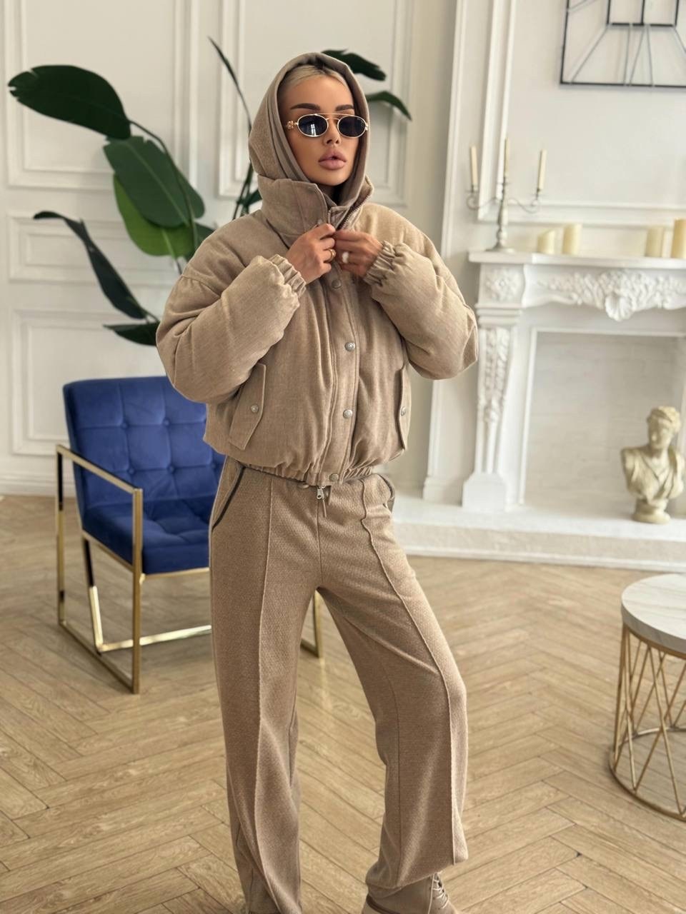 костюм бежевый,костюм тройка с курткой,cпортивный костюм женский на флисе,костюм теплый на флисе,куртка женская