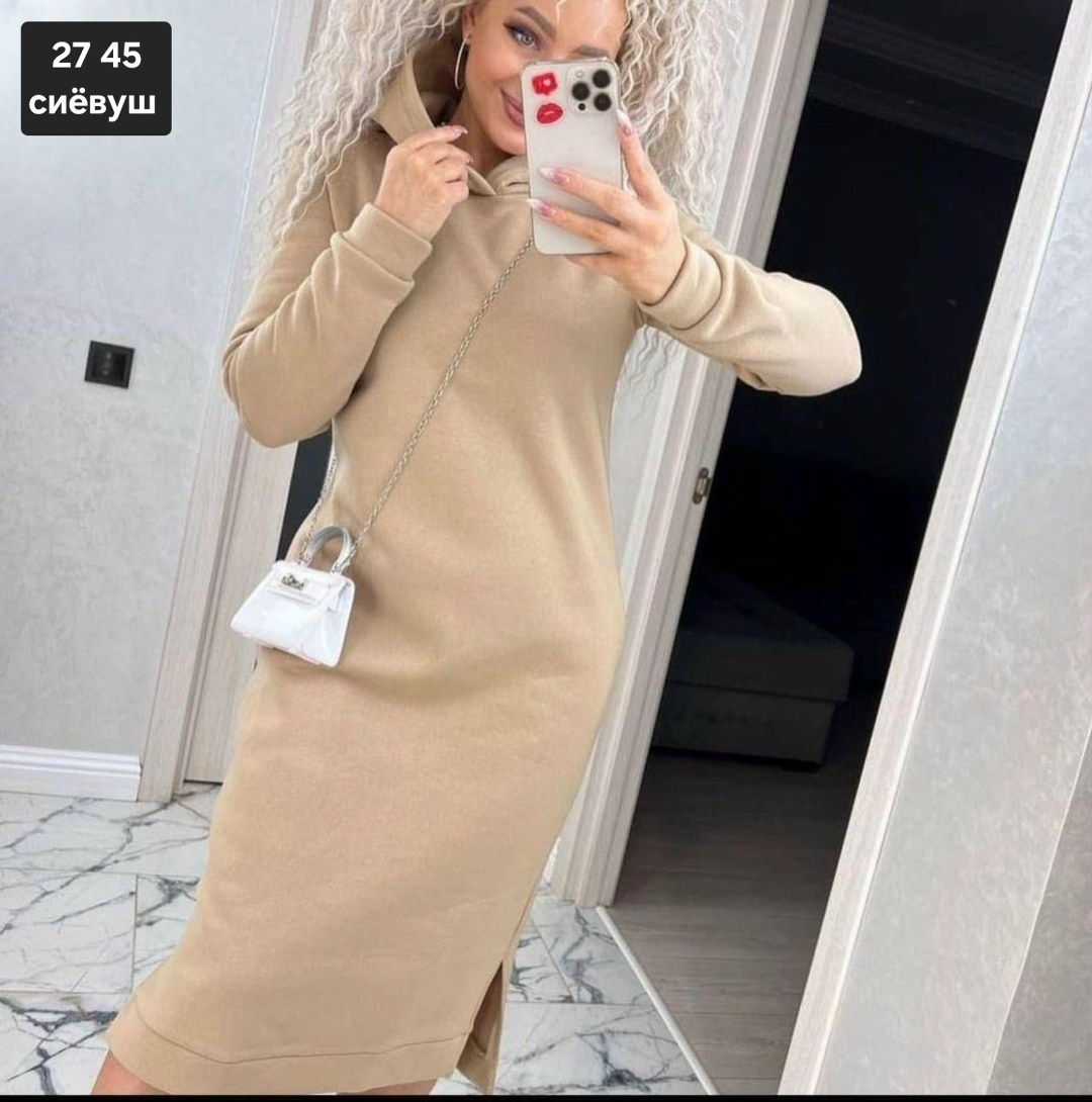 платье спортивное женское с капюшоном,теплое платье с капюшоном в спортивном стиле,платье-худи,платье с капюшоном,тёплое платье с капюшоном