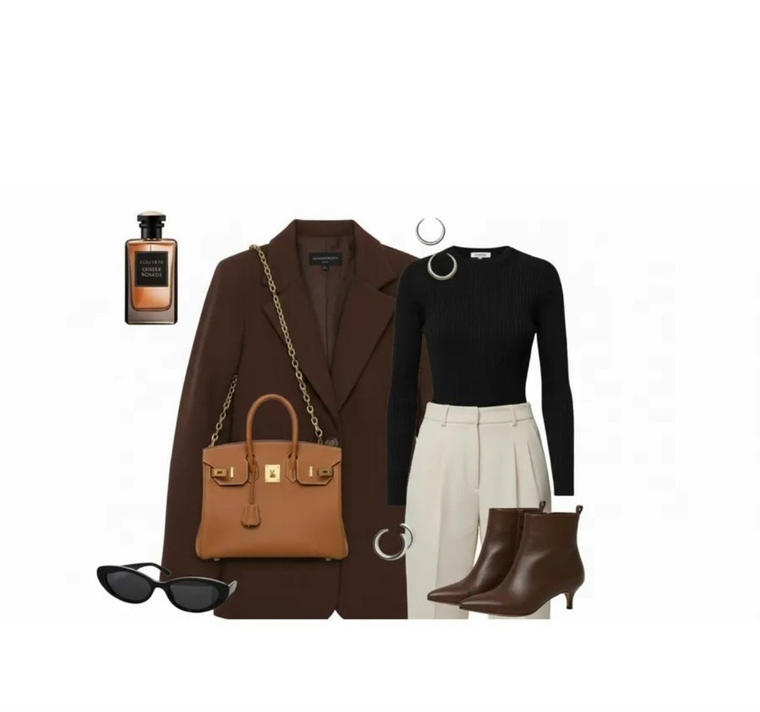 мода стиль,коричневое пальто,образ с коричневым пальто,шерстяное пальто