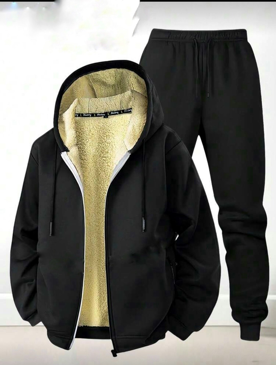 мужской утепленный флисовый спортивный костюм,тёплый мужской спортивный костюм,мужской спортивный костюм с флисовой подкладкой темно-синий,мужская осенне-зимняя модная повседневная флисовая спортивная