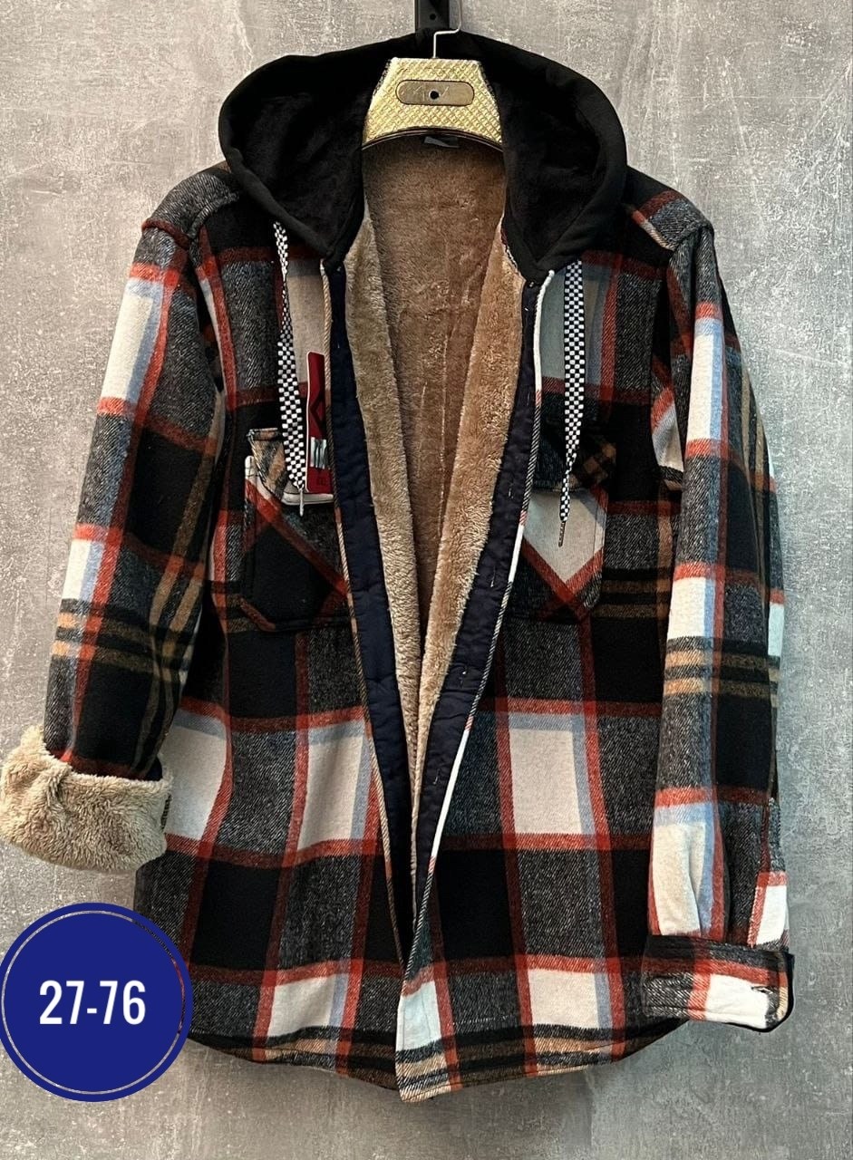 рубашка в клетку теплая с капюшоном,рубашка в клетку с капюшоном,утепленная рубашка в клетку,рубашка с капюшоном,теплая рубашка