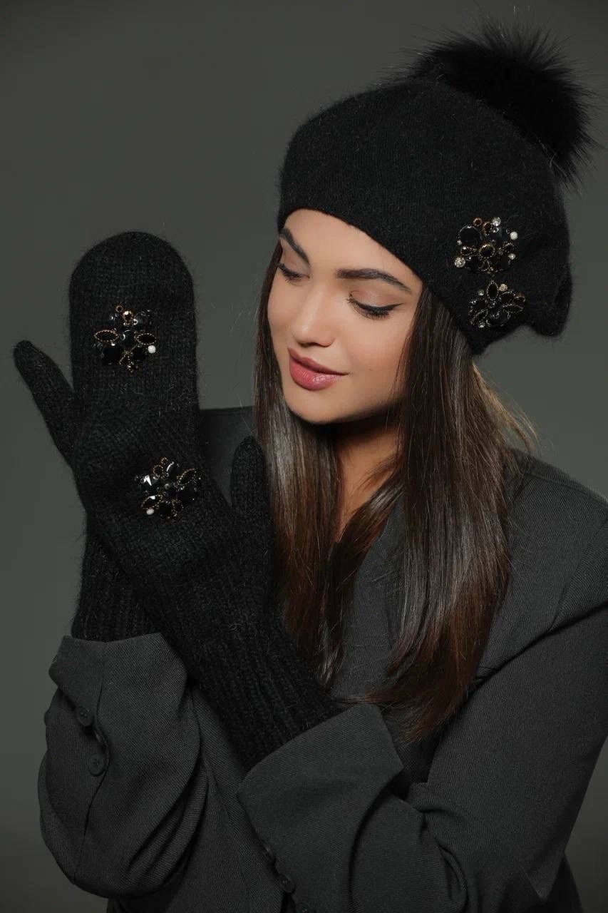 комплект шапок,шапка платок,шапочка,женская шапка,варежки женские