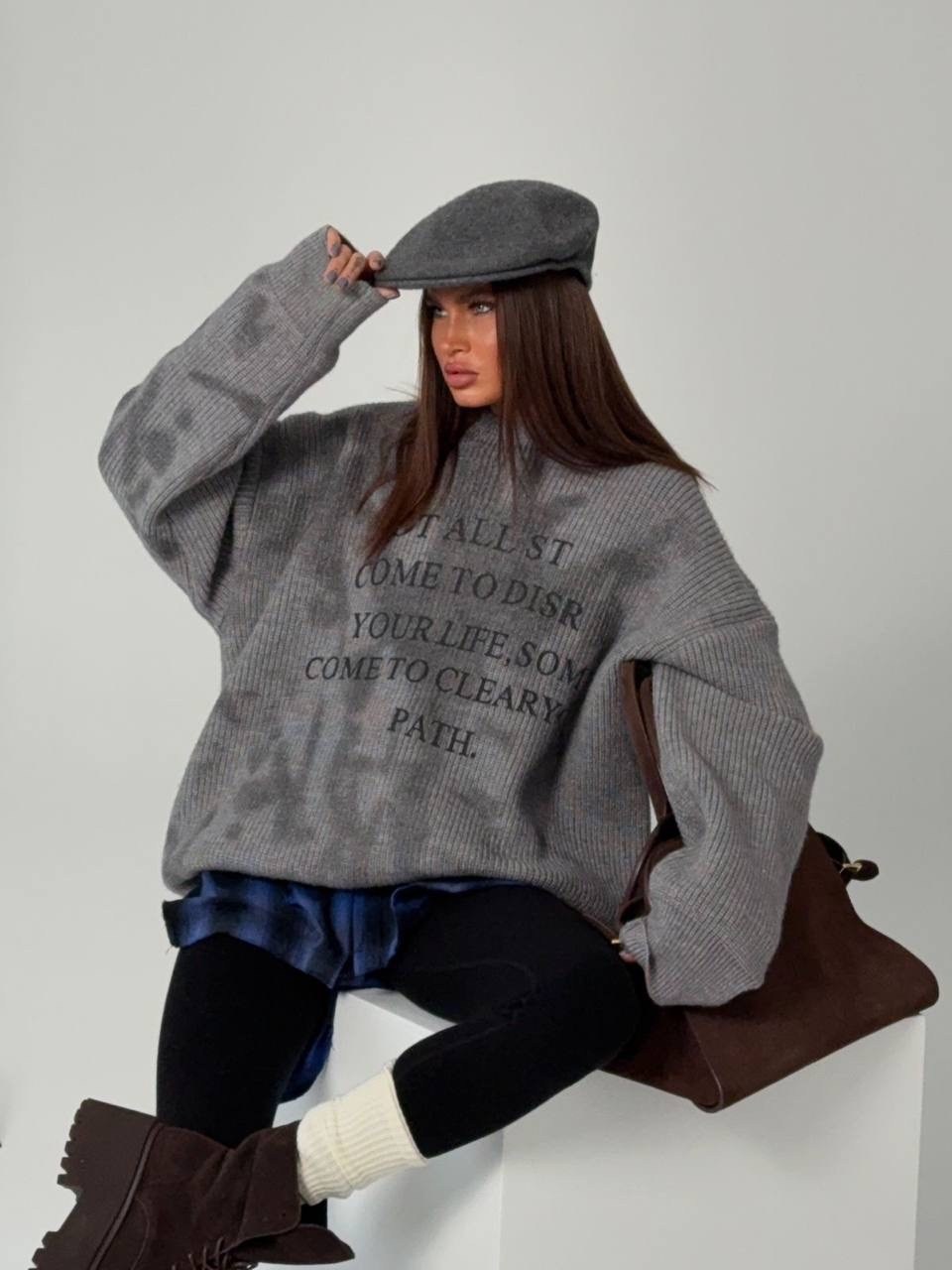 свитер оверсайз,серый свитшот,мода стиль,свитер