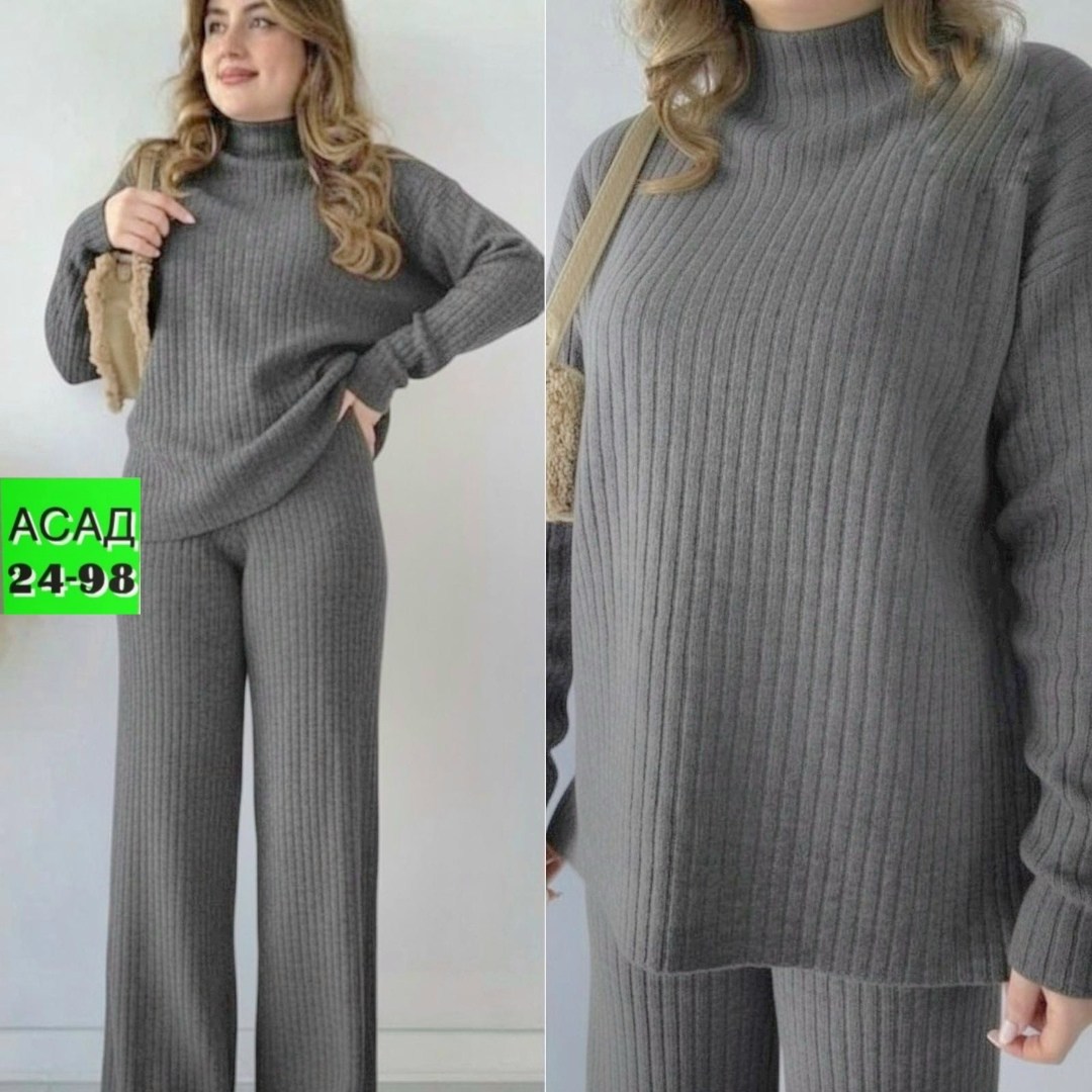 костюм женский кофта и штаны one size 42-48 арт. 1392336,трикотажный костюм,костюм женский,костюм вязаный трикотажный теплый с брюками eva coosh,костюм двойка кашемир