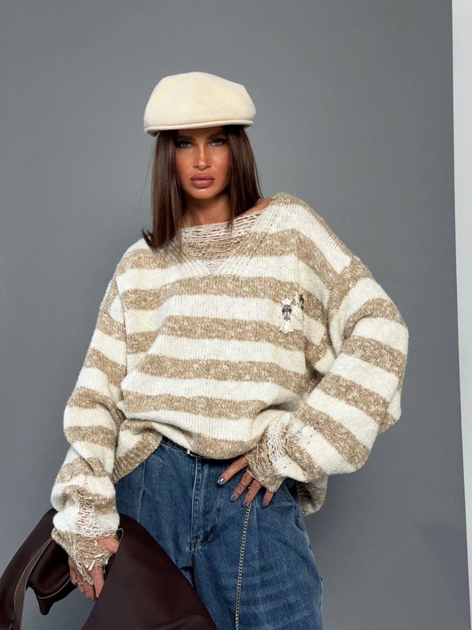 модные свитера,свитер в полоску,свитер,свитер женский,вязаный свитер