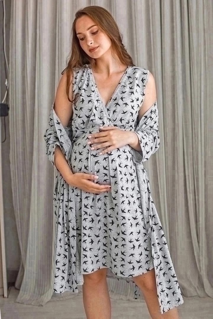 халат с сорочкой для беременных и кормящих в роддом,халат с сорочкой для беременных и кормящих в роддом fanmood 284217660,халат и сорочка для беременных и кормящих,халат и сорочка для беременных,сороч