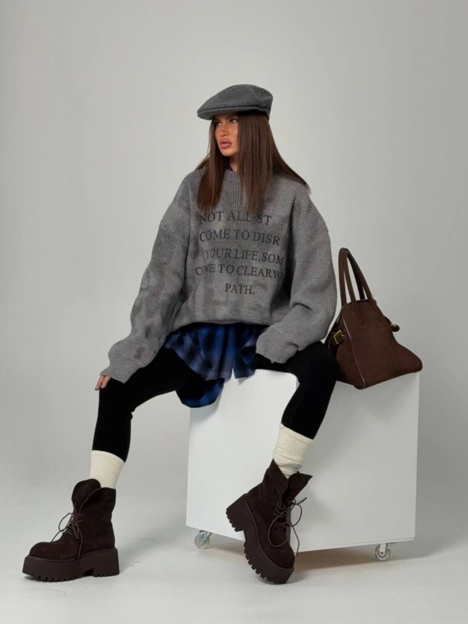 свитер оверсайз,серый свитшот,мода стиль,свитер