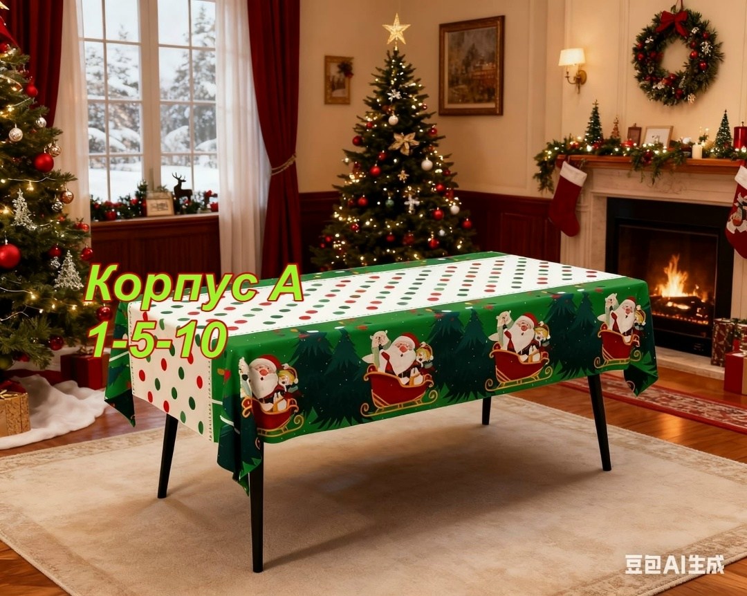 рождественская пластиковая скатерть,скатерть новогодняя,скатерть новогодняя на стол,скатерти для стола,скатерть праздничная