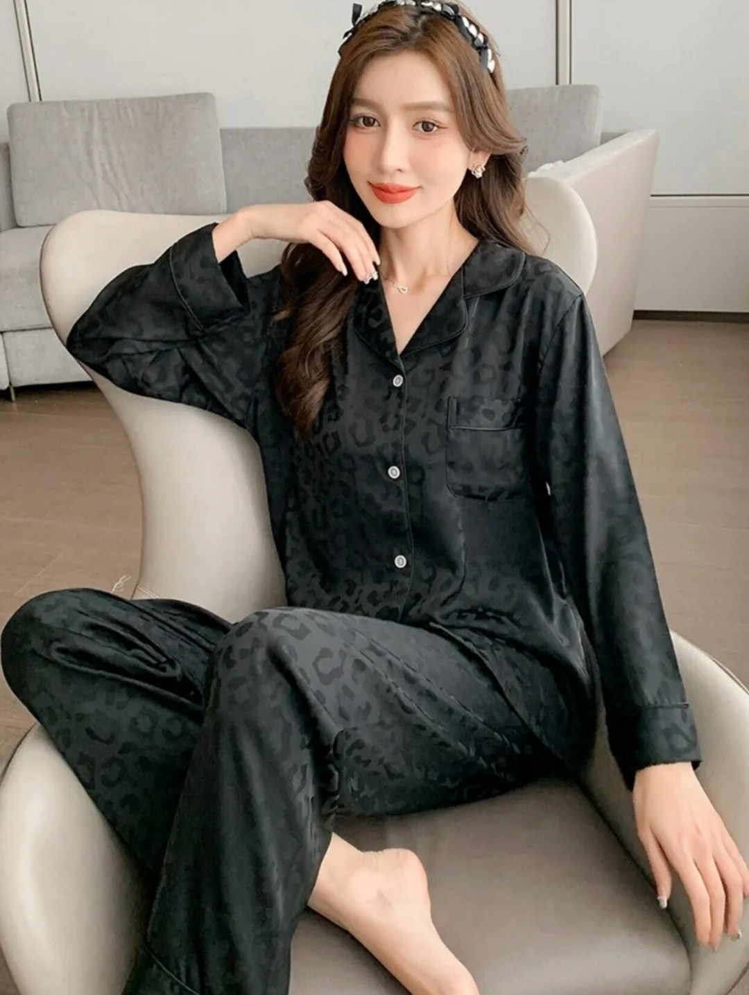 пижама со штанами и рубашкой шелковая домашняя seraphine,пижамы женски,женская шелковая пижама,пижама женская шелковая с длинным рукавом и брюками,пижама из искусственного шелка