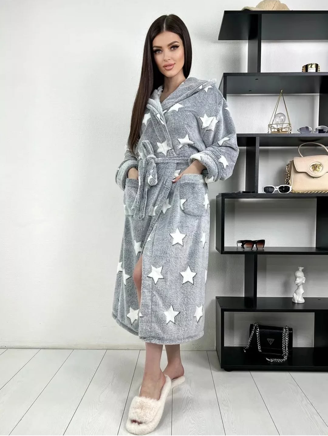 халат женский домашний,махровый халат женский,халат женский домашний теплый с капюшоном,халат махровый домашний,халат "комфорт" серый (48-50)