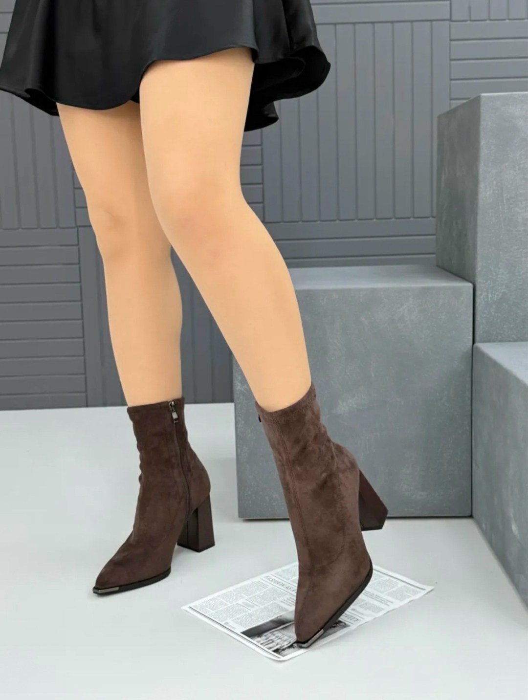 ботильоны демисезонные чулки на каблуке londri 306462715,ботильоны замшевые,женские ботильоны,ботильоны,ботильоны демисезонные чулки на каблуке londri