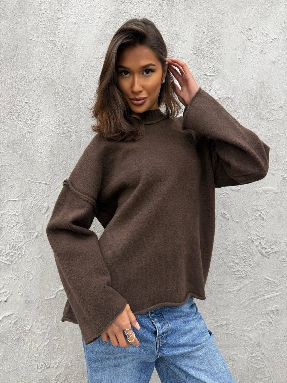 вязаный свитер оверсайз джемпер теплый,женская кофта,свитер,черный свитер оверсайз,свитера вязаные