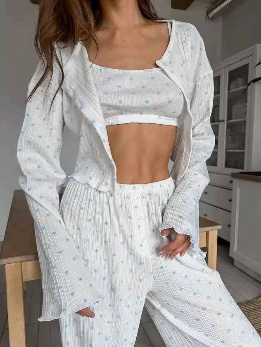 одежда для сна,пижама со штанами и укороченной кофтой,женские пижамы,пижама для женщин,пижамы