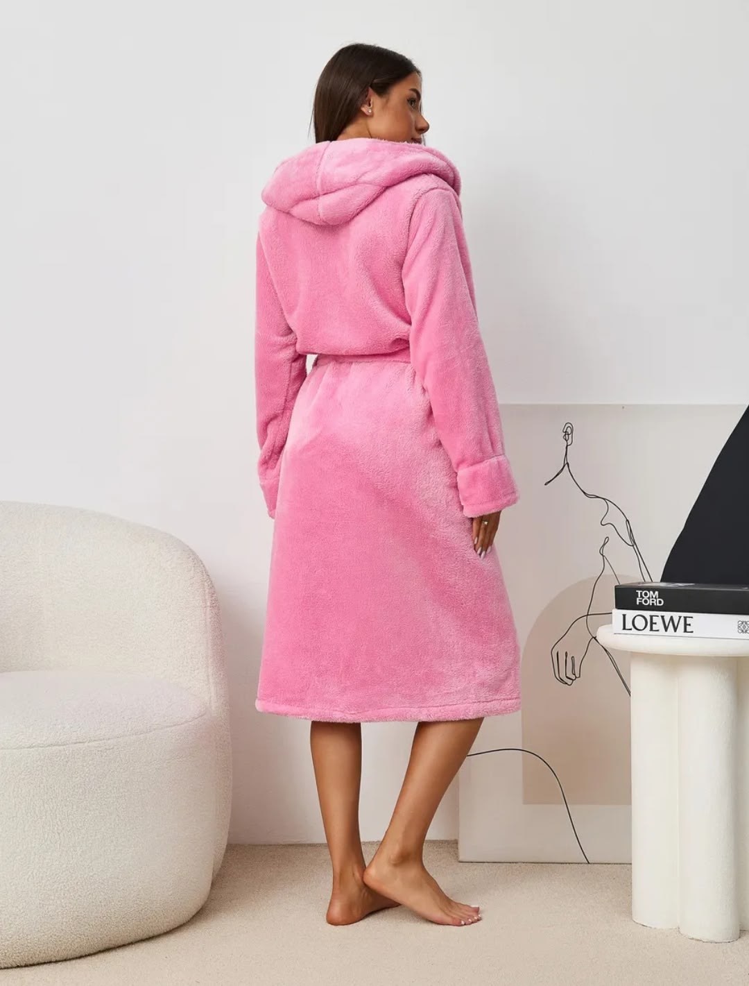 халат женский махровый,нежно-розовый теплый халат из велсофта с капюшоном,халат розовый,озон женские махровые халаты,халат женский махровый с капюшоном