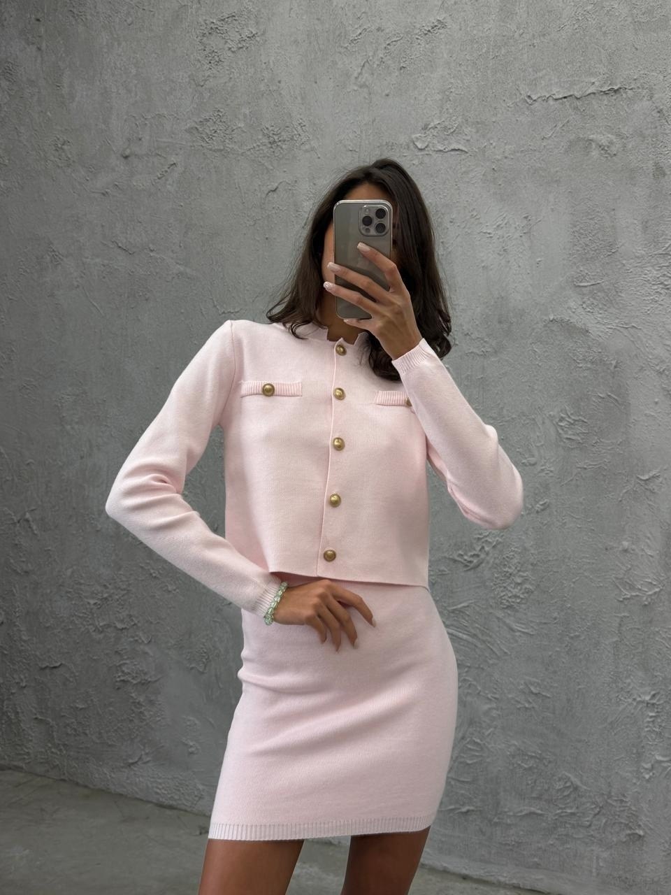 вязаный костюм с юбкой и кардиганом lookcoco цвет светло-серый, серый,трикотажный костюм с юбкой,вязаный костюм с юбкой и кардиганом lookcoco,костюм с юбкой вязаный трикотажный lipovskaya knitwear bra