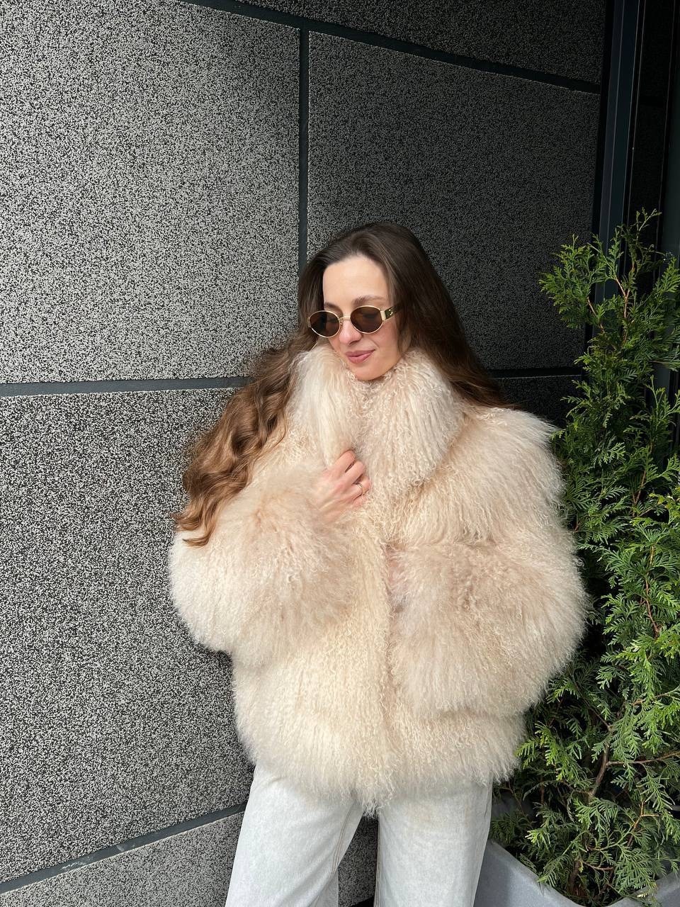 шуба из ламы,искусственная шуба,шуба с длинным ворсом,зимний стиль одежды