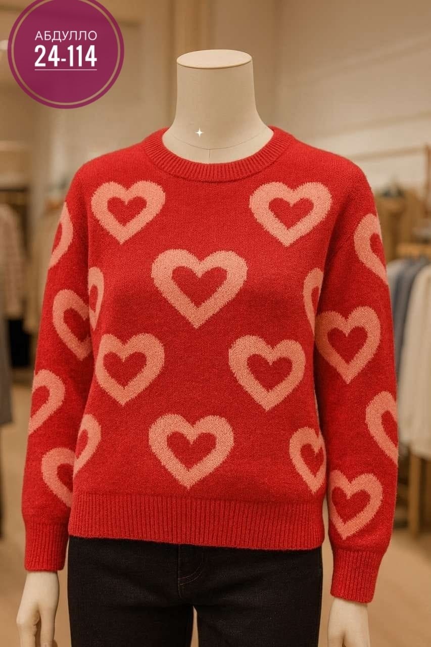свитер женский,свитер,джемпер с сердечками,джемпера женские,модные свитера