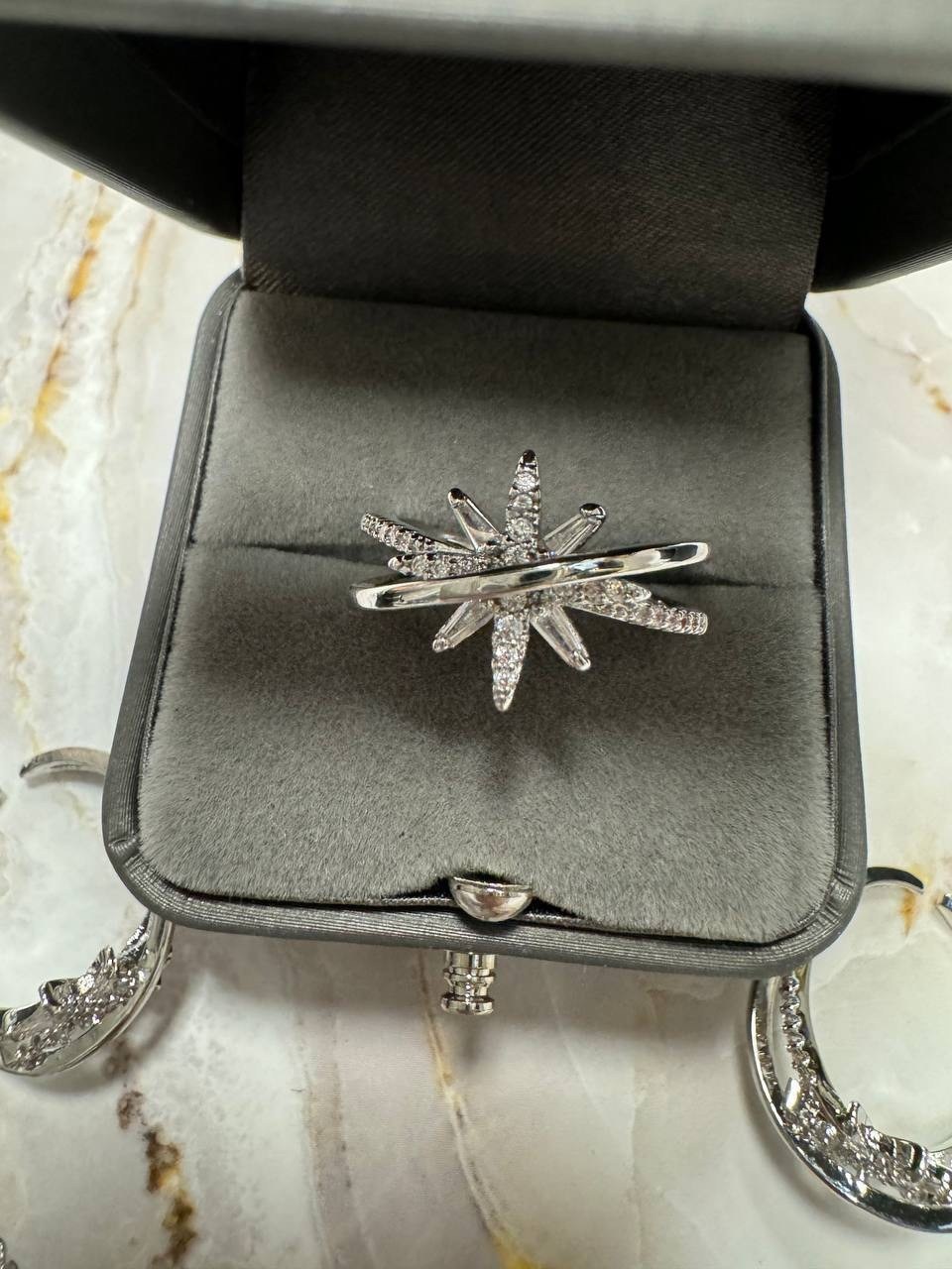 кольцо со звездами,модное кольцо,кольцо из стерлингового серебра 925 пробы,кольца с фианитами,кольца для женщин