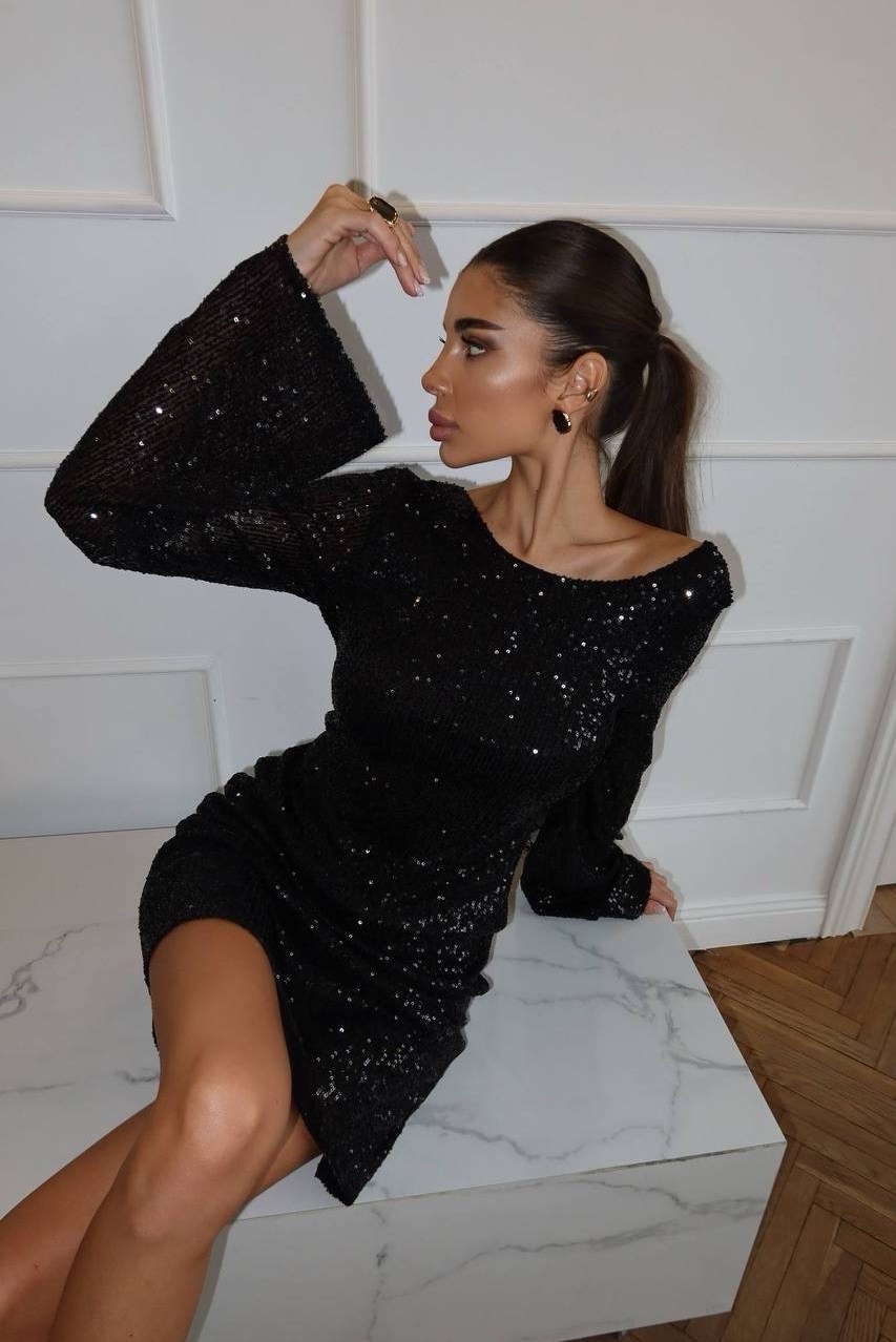 платье пайетки,черное мини платье вечернее с пайетками iveda,черное платье с пайетками,черное мини платье вечернее с пайетками iveda 108768081,платье с пайетками