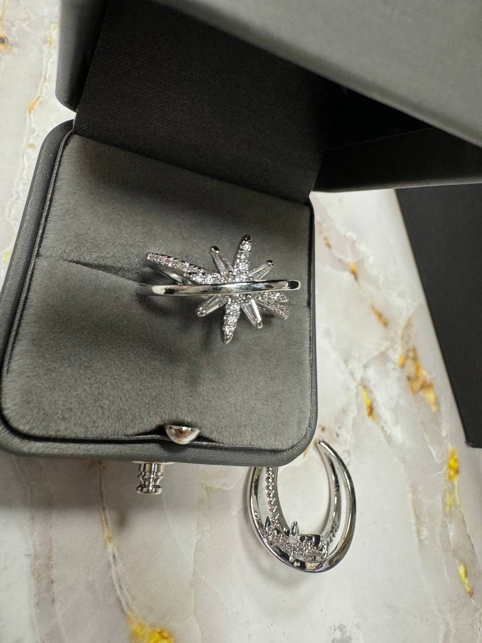 кольцо со звездами,модное кольцо,кольцо из стерлингового серебра 925 пробы,кольца с фианитами,кольца для женщин