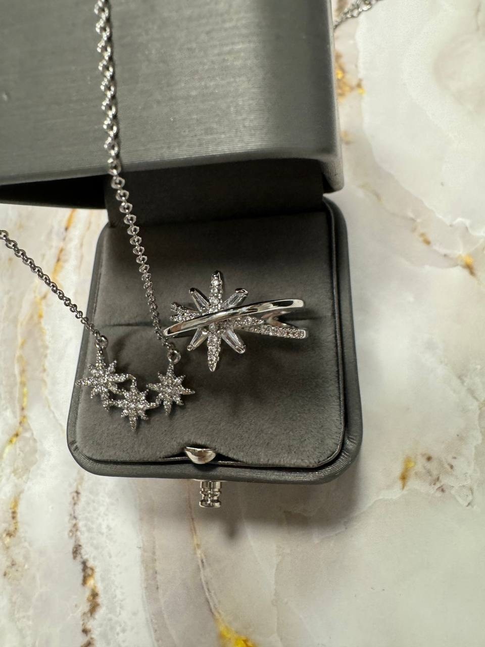 кольцо со звездами,модное кольцо,кольцо из стерлингового серебра 925 пробы,кольца с фианитами,кольца для женщин