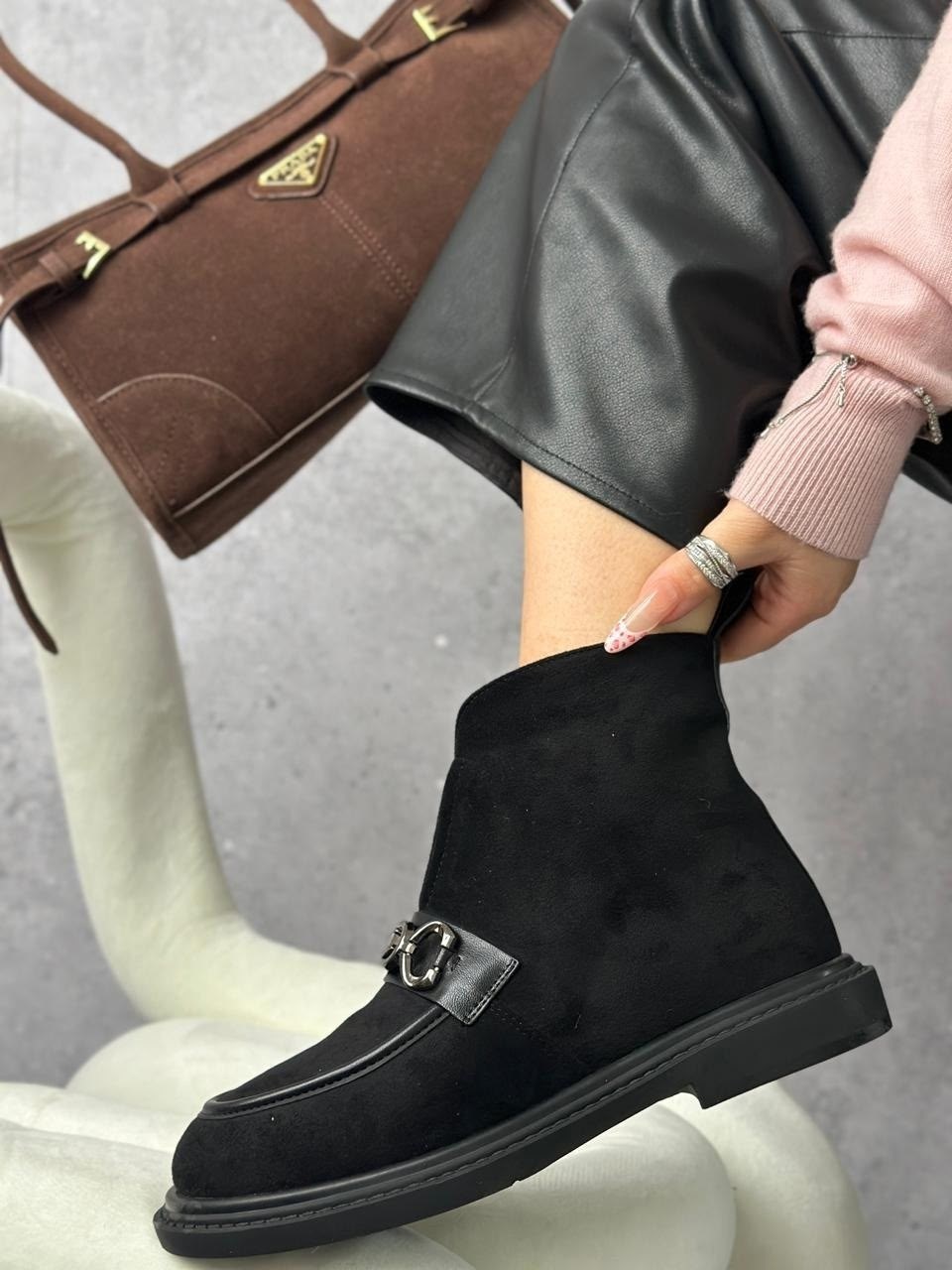 ,ботинки женские,замшевые ботинки,женская ,женские замшевые ботинки miu miu premium black