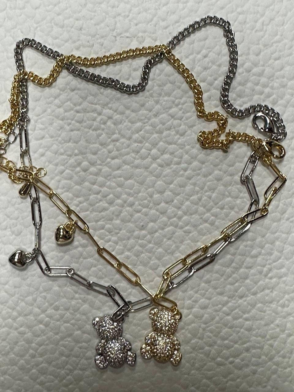 цепочка с подвесками,цепочки,колье с подвесками,ожерелье с подвесками,ожерелье с мишкой