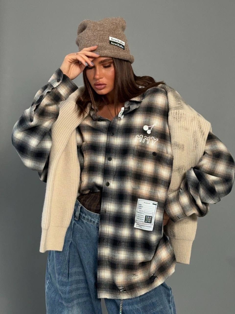 теплая рубашка оверсайз в клетку,рубашка женская оверсайз в клетку,рубашка в клетку оверсайз jain,рубашка miu miu оверсайз,рубашка женская в клетку