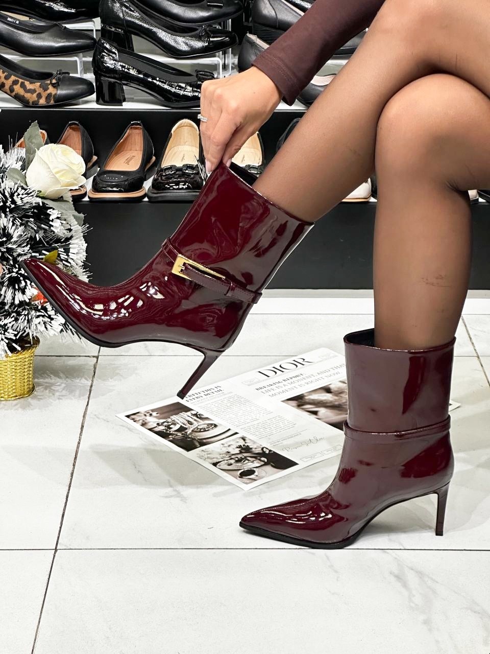ботильоны женские,бордовые лаковые ботильоны,модные ботильоны,ботильоны лакированные,ботильоны лаковые
