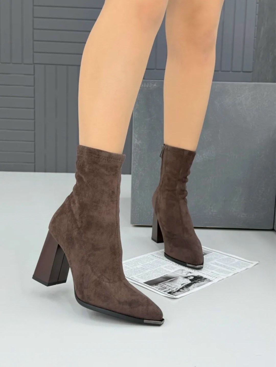 ботильоны демисезонные чулки на каблуке londri 306462715,ботильоны замшевые,женские ботильоны,ботильоны,ботильоны демисезонные чулки на каблуке londri