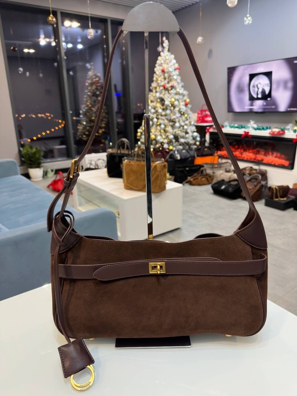 сумка замшевая,сумка женская замшевая,сумка из замши,сумка demellier 56-30-34 натуральная замша большой размер,сумка из натуральной замши