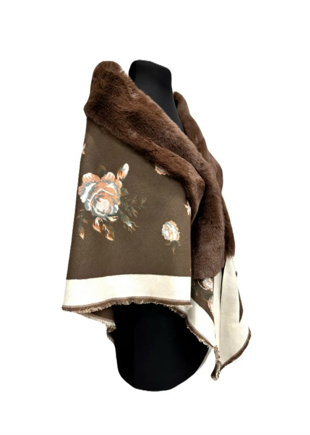 платок с мехом,павловопосадские платки,платки павлопосадские,народные накидки,женская накидка