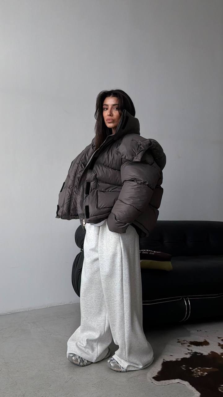 куртка зимняя с капюшоном короткая оверсайз epic love цвет серо-зеленый хаки,куртка осень зима с капюшоном короткая оверсайз epic love,куртка зимняя с капюшоном короткая оверсайз epic love,зимняя курт