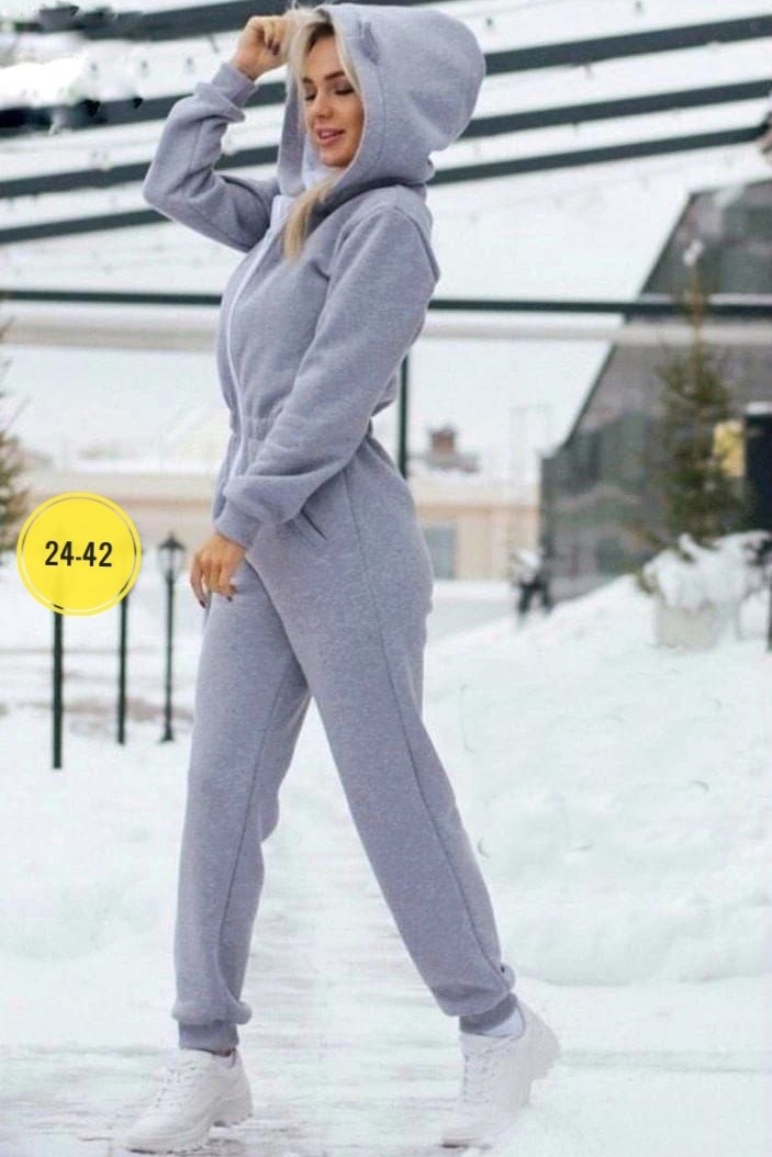 комбинезон на флисе,теплый комбинезон,женские комбинезоны,комбинезон с ушками женский на флисе,комбез из футера женский